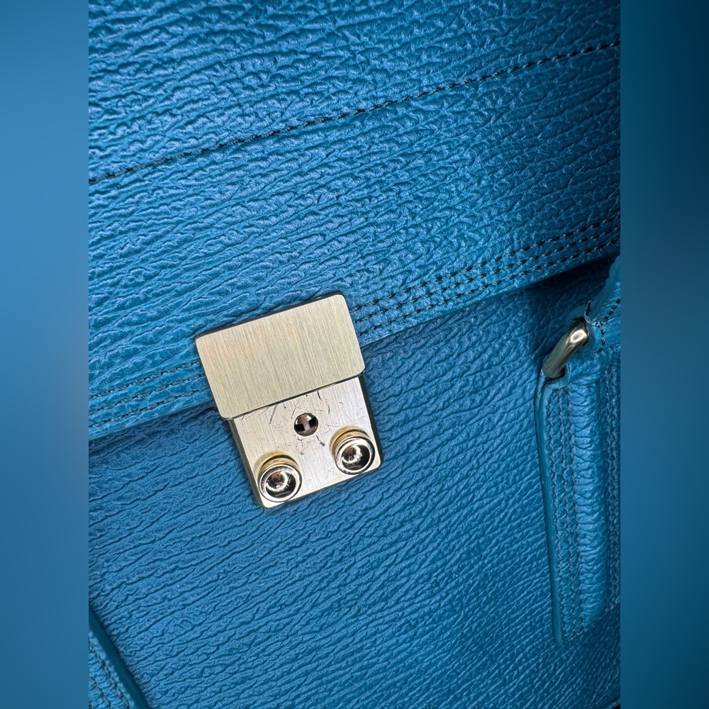 3.1 Philip Lim Pashli Top Handle Leather Satchel Bag in Dark Teal - Picture 10 of 16